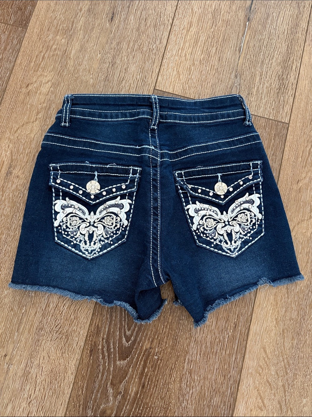 Bamboo Sparkly Rhinestone Embellished Denim Shorts Jeans